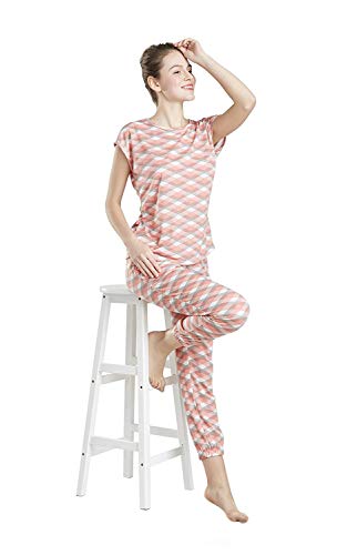 Lounge Women Pajamas Set - Pajamas for Women, Short Sleeve and Jogger Pants Sleepwear Set
