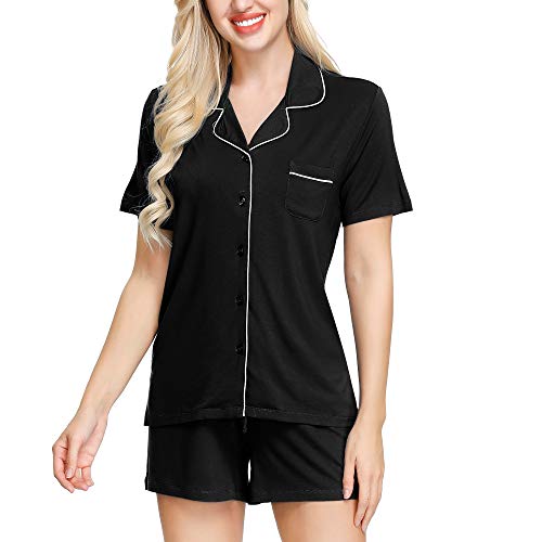 INK+IVY Pajama Set for Women | Silky Short Sleeve Sleepwear Button Down Notch Collar Pjs Sets