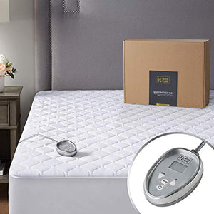 Hyde Lane Heated Cotton Mattress Pad Twin, 39x75” – Fit 15 Inch| Comfy Quilted Standard Bed Warmers