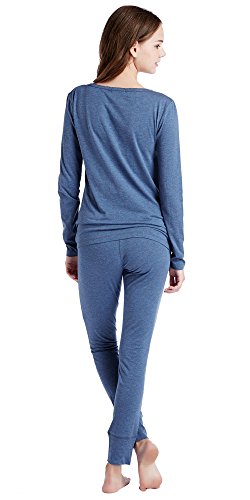INK+IVY Winter Pajamas for Women, Thermal Underwear Set with Picot Trim Top & Leggings