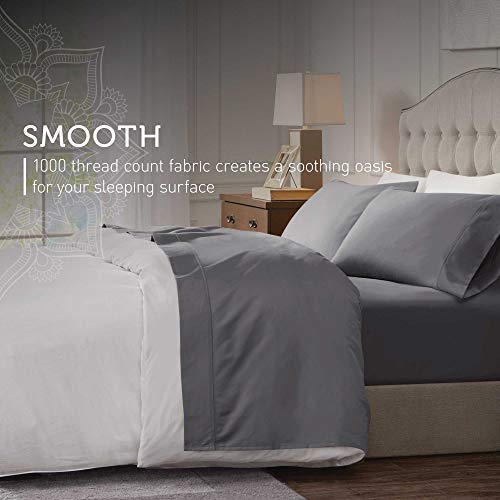 Hyde Lane 1000TC Cotton Sheet Set| 4 Piece - Fitted, Flat Sheet & Shams | Stretches Up to 16” to Easily Cover Large Bed Sizes | Superior Softness - Shrink & Pilling Proof