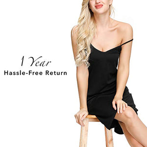 INK+IVY Womens Slips for Under Dresses Sexy Nightgown V Neck Chemise Knit Black L