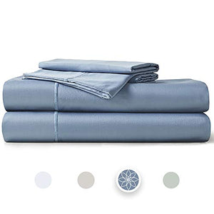 Hyde Lane 400TC Sateen Cotton Sheet Set| 3-4 Piece – Fitted, Flat Sheet & Shams | Stretches Up to 10-14” to Cover Most Mattress Sizes - Retains Elasticity | Super Soft- Shrink & Pilling Proof