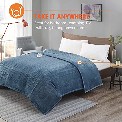 Degrees of Comfort [Advanced Microplush Heated Blanket for Bed & Living Room | Machine Washable Electric Blanket W/Auto Shut Off | Preheat Setting | UL Certified and EMF Radiation Safe