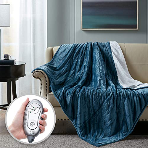 Hyde Lane Premium Heated Faux Fur Throw Blanket Brushed